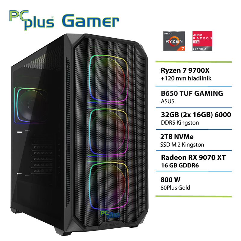 PCPLUS Gamer Ryzen 7 9700X 32GB 2TB SSD RX 9070XT gaming namizni računalnik
