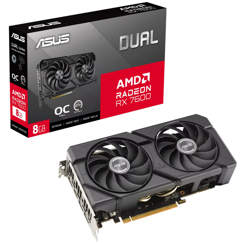 ASUS Dual Radeon RX 7600 8GB GDDR6 OC DUAL-RX7600-O8G-EVO grafična kartica
