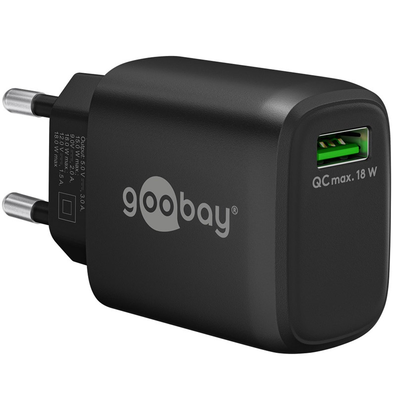 GOOBAY 18W USB-A QC črni polnilec