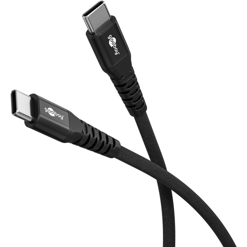 GOOBAY USB-C na USB-C 0,5m 60W 480Mbit/s črn Supersoft tekstilni podatkovni in polnilni kabel