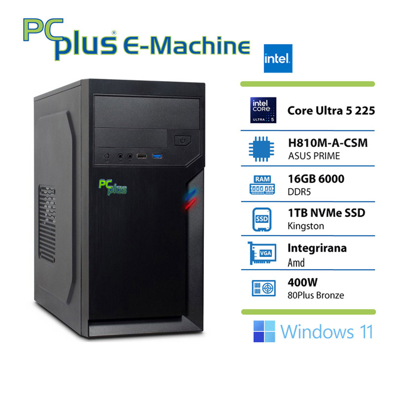 PCPLUS e-machine Ultra 5 225 16GB 1TB SSD Windows 11 Pro namizni računalnik