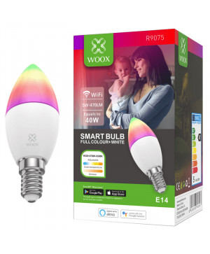 WOOX R9075 Smart WiFi LED E14 5W RGB 2700K-6500K zatemnilna pametna žarnica