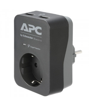 APC Essential SurgeArrest PME1WB-GR 1 Outlet 2x USB črna prenapetostno zaščitna vtičnica