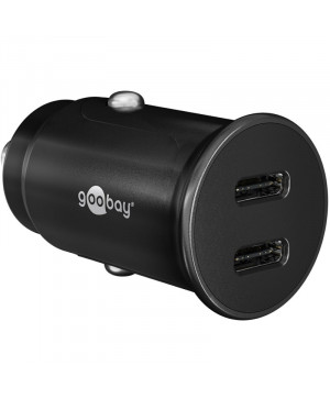 GOOBAY Dual USB-C Auto Fast Charger 2xUSB-C 30W črn avtomobilski polnilnik