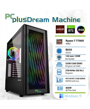 PCPLUS Dream Machine Ryzen 7 7700X 32GB 2TB NVMe SSD GeForce RTX 4070Ti 12GB Windows 11 Home gaming namizni računalnik 
