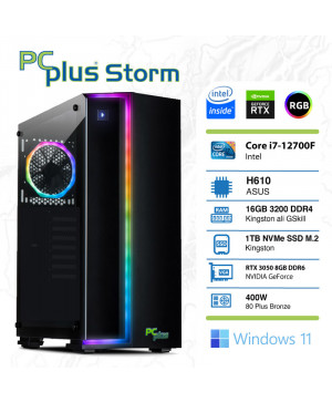 PCPLUS Storm i7-12700F 16GB 1TB NVMe SSD GeForce RTX 3050 8GB RGB Windows 11 Home RGB gaming namizni računalnik