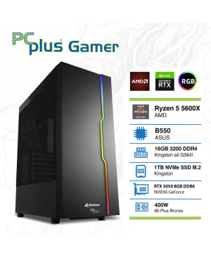 PCPLUS Gamer Ryzen 5 5600X 16GB 1TB M.2 NVMe SSD GeForce RTX3050 8GB gaming namizni računalnik