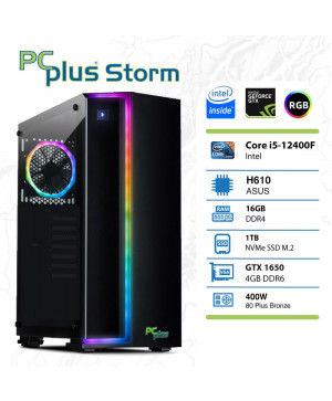 PCPLUS Storm i5-12400F 16GB 1TB NVMe SSD GeForce GTX 1650 4GB RGB gaming namizni računalnik