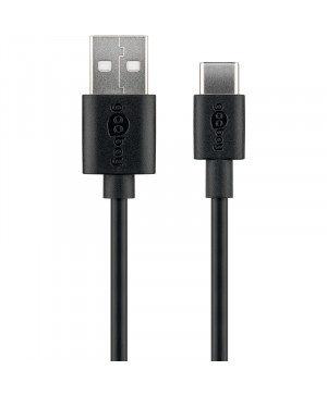 GOOBAY USB-C na USB-A 2.0 0,1m črn polnilni in sync kabel