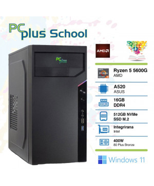PCPLUS School Ryzen 5 5600G 16GB 512GB NVMe SSD Windows 11 PRO EDU namizni računalnik