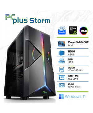 PCPLUS Storm i5-10400F 8GB 512GB NVMe SSD GeForce GTX 1650 4GB GDDR6 Windows 11 Home RGB gaming namizni računalnik
