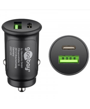 GOOBAY Dual-USB Auto Fast Charger USB-C črn avtomobilski polnilnik
