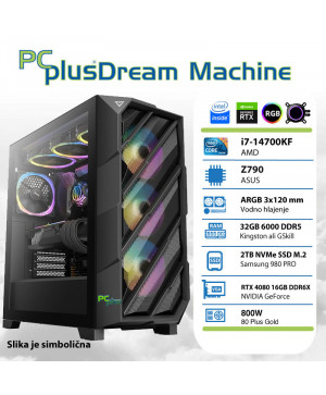 PCPLUS Dream Machine i7-14700KF 32GB 2TB NVMe SSD GeForce RTX 4080 16GB vodno hlajenje gaming namizni računalnik