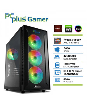 PCPLUS Gamer Ryzen 5 9600X 32GB 2TB SSD RTX 4070 Super 12GB gaming namizni računalnik