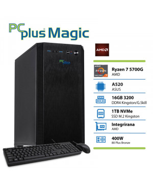 PCPLUS Magic Ryzen 7 5700G 16GB 1TB tipkovnica miška namizni računalnik