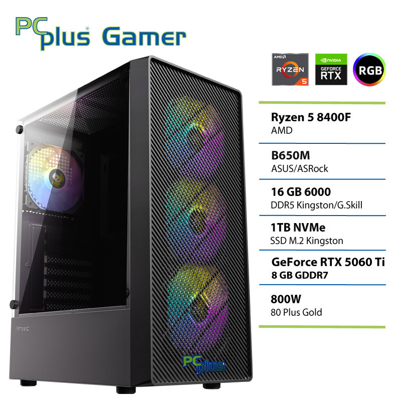 Pcplus gamer ryzen 5 8400f 16gb 1tb rtx 5060ti 8gb gaming namizni računalnik
komponentko
