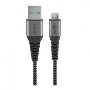 GOOBAY micro USB na USB-A 0,5m priključni kabel s kovinskimi vtiči vesoljsko siva/srebrna