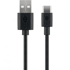 GOOBAY USB-C na USB-A 2.0 0,1m črn polnilni in sync kabel