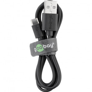 GOOBAY USB-C na USB-A 2.0 0,5m črn polnilni in sync kabel
