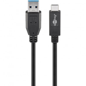 GOOBAY USB (Type A) / USB-C 0,5m črn podatkovni polnilni kabel