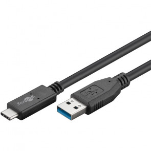GOOBAY USB (Type A) / USB-C 0,5m črn podatkovni polnilni kabel