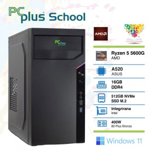 PCPLUS School Ryzen 5 5600G 16GB 512GB NVMe SSD Windows 11 PRO EDU namizni računalnik