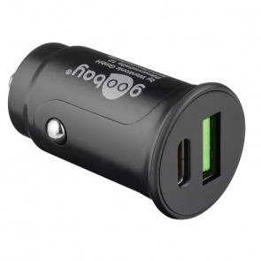 GOOBAY Dual-USB Auto Fast Charger USB-C črn avtomobilski polnilnik