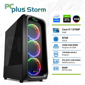 PCPLUS Storm i7-13700F 16GB 1TB NVMe SSD GeForce RTX 4070 12GB RGB gaming namizni računalnik