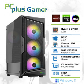 PCPLUS Gamer Ryzen 7 7700X 16GB 1TB SSD RTX 4070 12GB Windows 11 Home gaming namizni računalnik