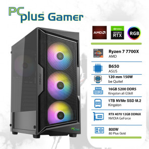 PCPLUS Gamer Ryzen 7 7700X 16GB 1TB NVMe SSD GeForce RTX 4070 12GB RGB gaming namizni računalnik