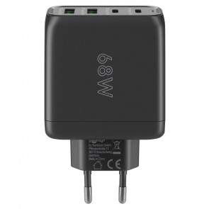 GOOBAY 2x USB-C + 2x USB-A 5V 68W črn hitri polnilec