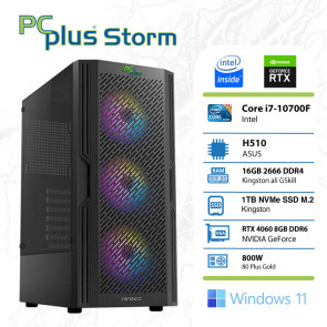 PCPLUS Storm i7-10700F 16GB 1TB NVMe SSD GeForce RTX 4060 8GB RGB Windows 11 Home gaming namizni računalnik