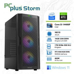 PCPLUS Storm i5-14400F 16GB 1TB NVMe SSD GeForce RTX 4060 8GB Windows 11 Home RGB gaming namizni računalnik