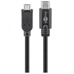 GOOBAY microUSB (Type B) na USB-C 1m črn prenos podatkov polnilni kabel