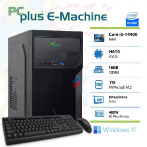 PCPLUS E-machine i5-14400 16GB 1TB NVMe SSD Windows 11 Pro tipkovnica miška namizni računalnik