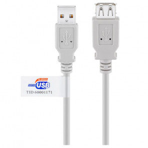 GOOBAY USB 2.0 (M) / USB 2.0 (Ž) Hi-Speed 1,8m beli podajševalni kabel