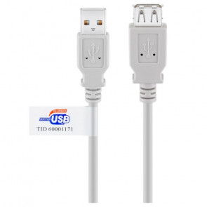 GOOBAY USB 2.0 (M) na USB 2.0 (Ž) Hi-Speed 1,8m beli podajševalni kabel