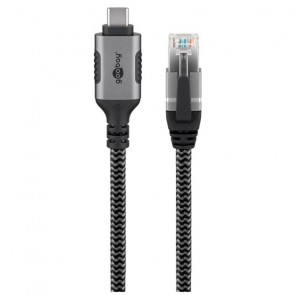 GOOBAY USB-C 3.1 / RJ45 2m CAT 6 črn/siv mrežni povezovalni kabel