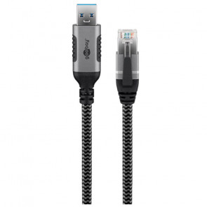 GOOBAY USB-A 3.0 na RJ45 5m CAT 6 črn/siv mrežni povezovalni kabel