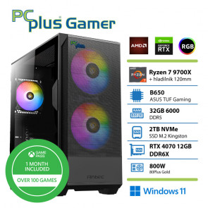 PCPLUS Gamer Ryzen 7 9700X 32GB 2TB SSD RTX 4070 Super 12GB Windows 11 Home + Xbox GP gaming namizni računalnik