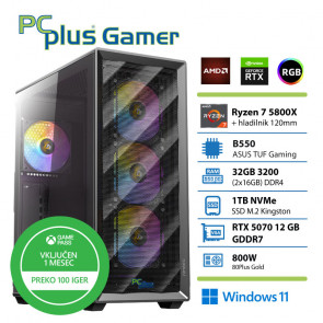 PCPLUS Gamer Ryzen 7 5800X 32GB 1TB SSD RTX 5070 12GB Windows 11 Home + Xbox GP gaming namizni računalnik