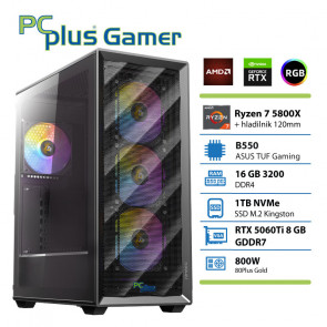 PCPLUS Gamer Ryzen 7 5800X 16GB 1TB SSD RTX 5060Ti 8GB gaming namizni računalnik