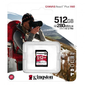 KINGSTON Canvas React Plus V60 SD 512GB Class10 UHS-II (SDR2V6/512GB) spominska kartica